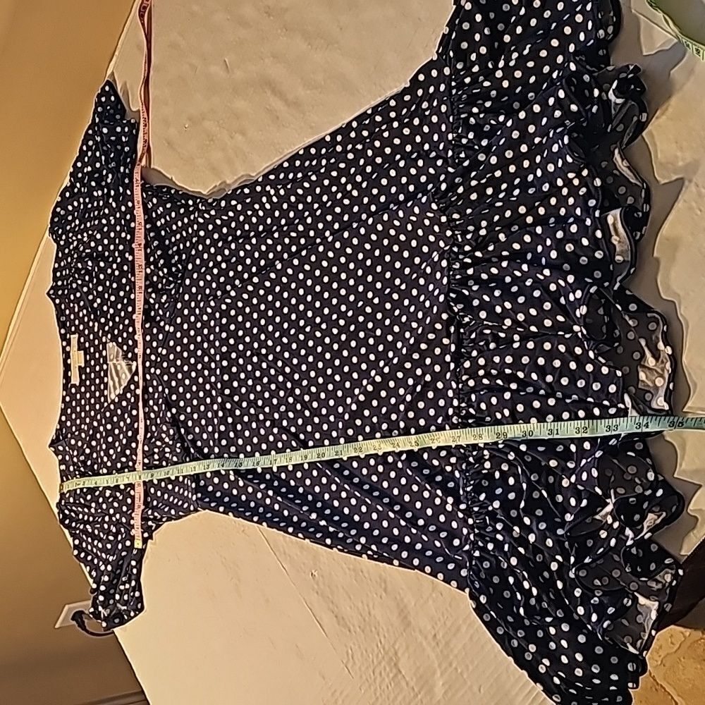Michael Kors navy polka dot classic fitted style dress size small - Picture 11 of 13